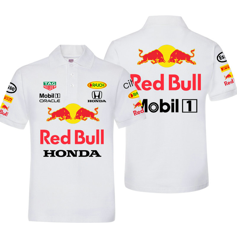 Polo Red Bull Honda Mobil 1 Coton Homme Slim Fit Manche Courte